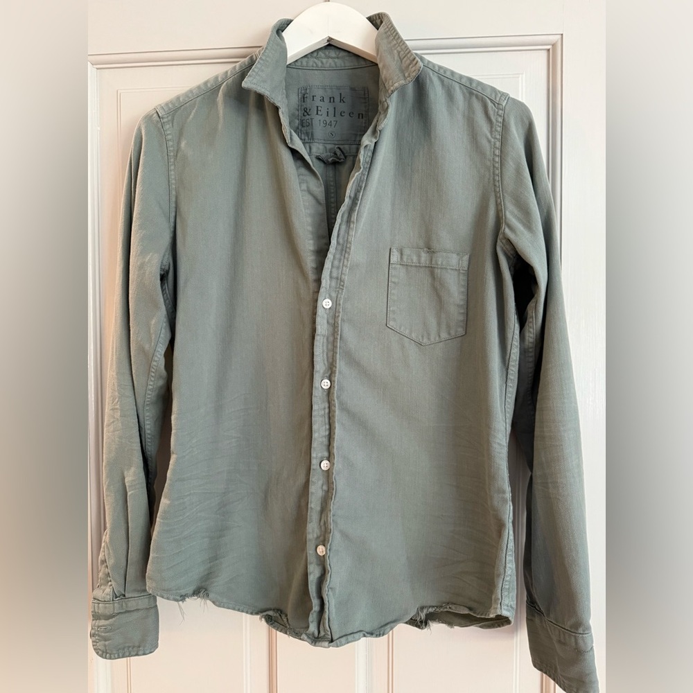 Frank & Eileen Relaxed Denim W’s Button-Up Shirt, sage green, sz S